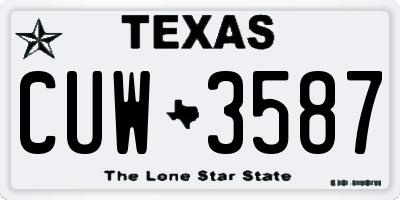 TX license plate CUW3587