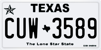 TX license plate CUW3589