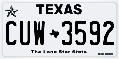 TX license plate CUW3592