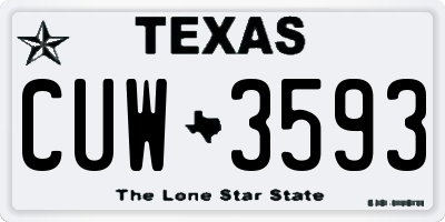 TX license plate CUW3593