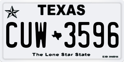TX license plate CUW3596