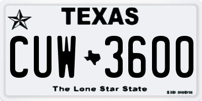 TX license plate CUW3600
