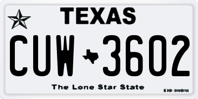 TX license plate CUW3602