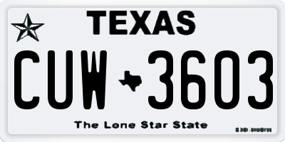 TX license plate CUW3603