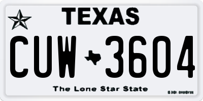 TX license plate CUW3604