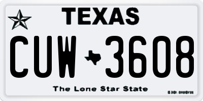 TX license plate CUW3608