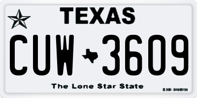 TX license plate CUW3609