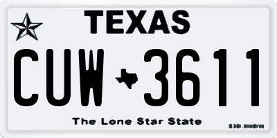 TX license plate CUW3611