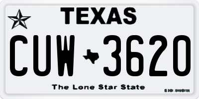 TX license plate CUW3620