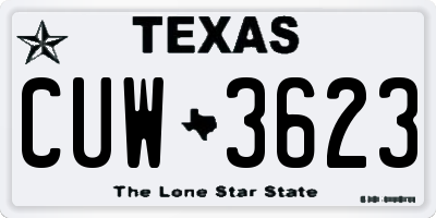 TX license plate CUW3623