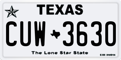 TX license plate CUW3630