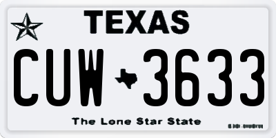 TX license plate CUW3633