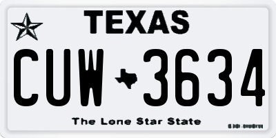 TX license plate CUW3634