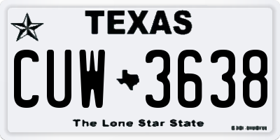 TX license plate CUW3638