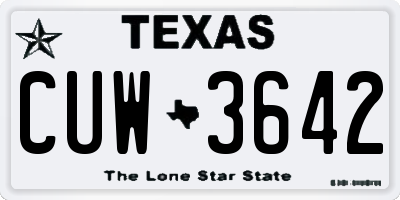 TX license plate CUW3642