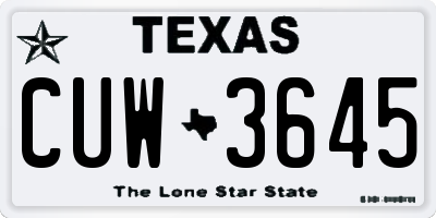 TX license plate CUW3645