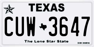 TX license plate CUW3647