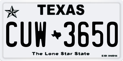 TX license plate CUW3650