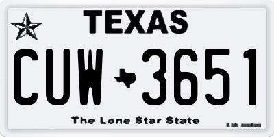 TX license plate CUW3651