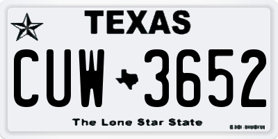 TX license plate CUW3652