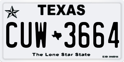 TX license plate CUW3664