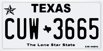 TX license plate CUW3665