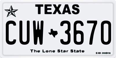 TX license plate CUW3670
