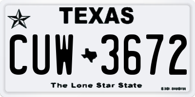 TX license plate CUW3672