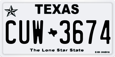 TX license plate CUW3674