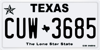 TX license plate CUW3685