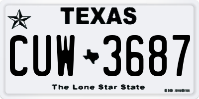 TX license plate CUW3687