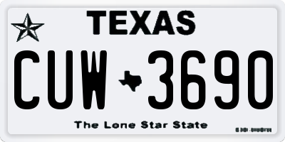 TX license plate CUW3690