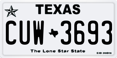 TX license plate CUW3693