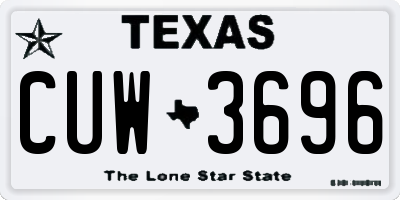 TX license plate CUW3696