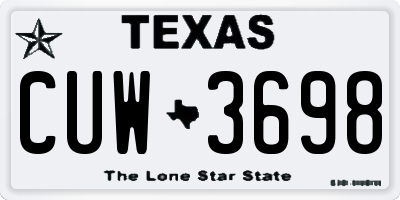 TX license plate CUW3698