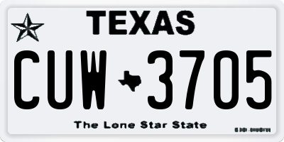 TX license plate CUW3705