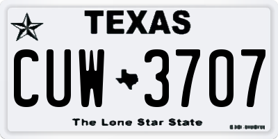 TX license plate CUW3707