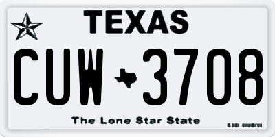 TX license plate CUW3708