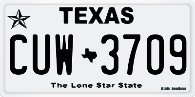 TX license plate CUW3709