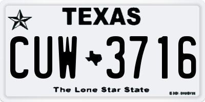 TX license plate CUW3716