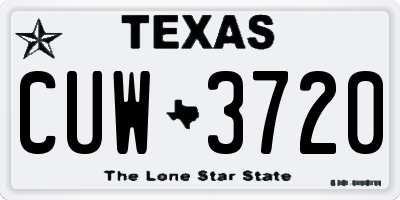 TX license plate CUW3720
