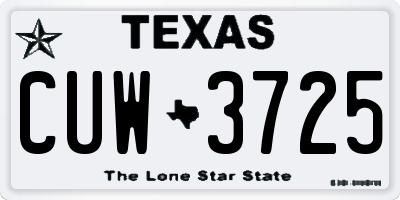 TX license plate CUW3725