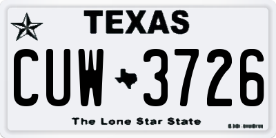 TX license plate CUW3726