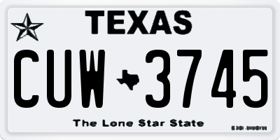 TX license plate CUW3745