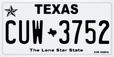 TX license plate CUW3752