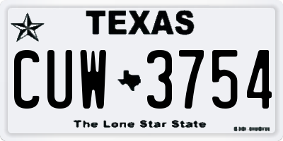 TX license plate CUW3754