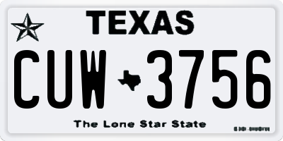 TX license plate CUW3756