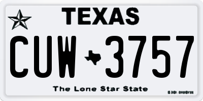 TX license plate CUW3757