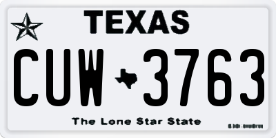 TX license plate CUW3763