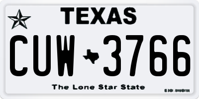 TX license plate CUW3766